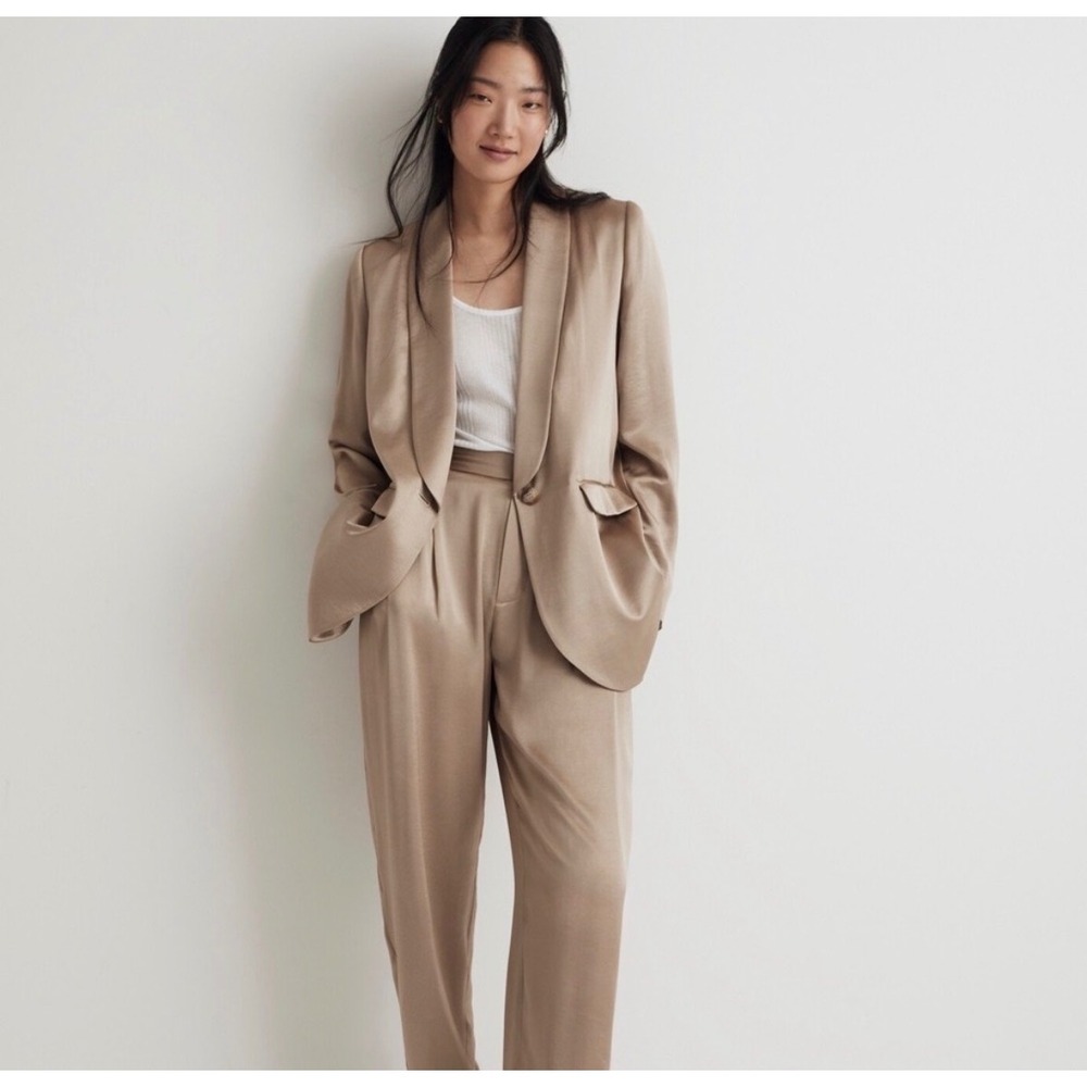 Madewell Satin Gold Champagne Oversized Blazer Size 4